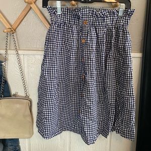 Gingham Paper Bag Button Front Skirt